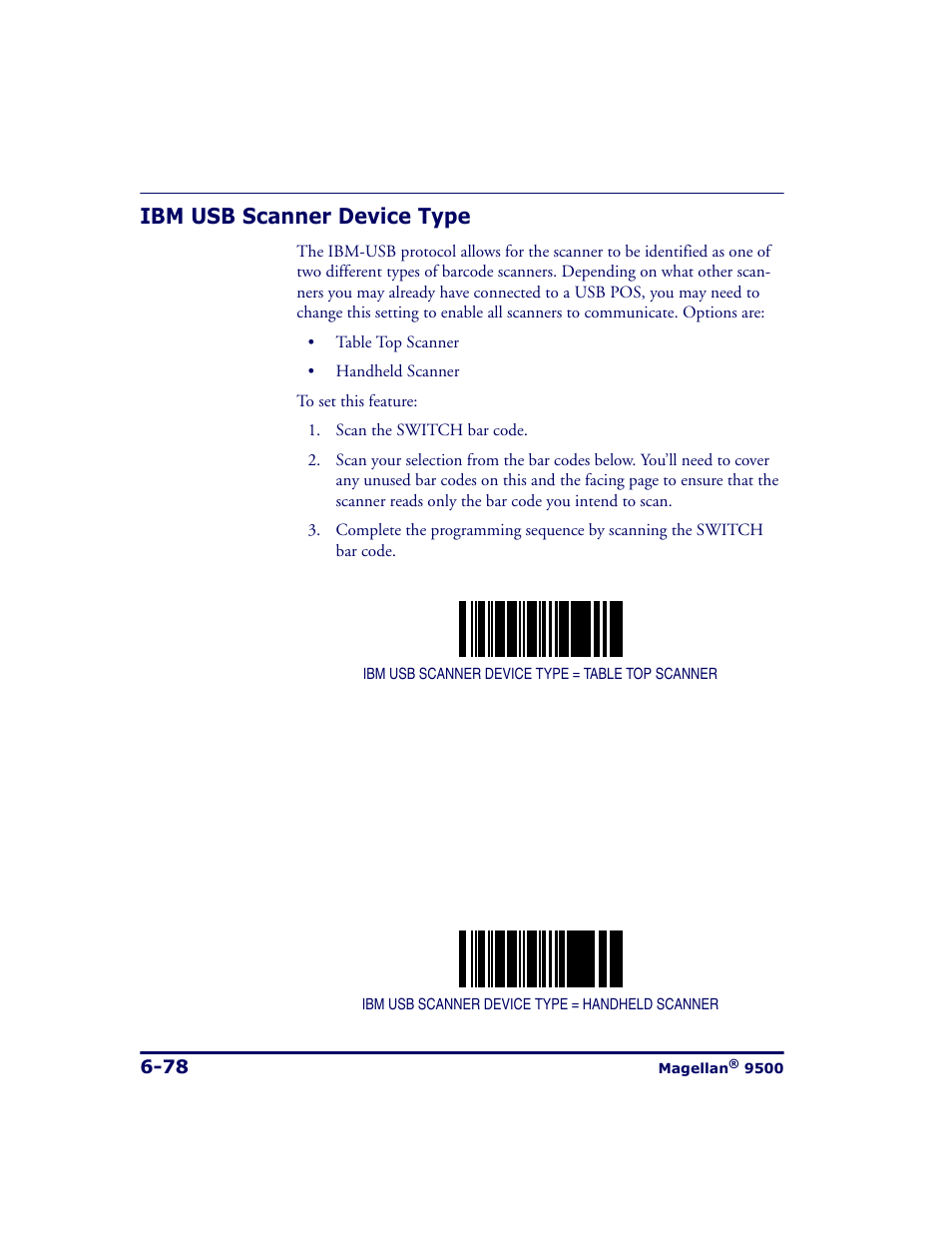 Ibm usb scanner device type, Ibm usb scanner device type -78 | Datalogic Scanning 9500 User Manual | Page 194 / 460