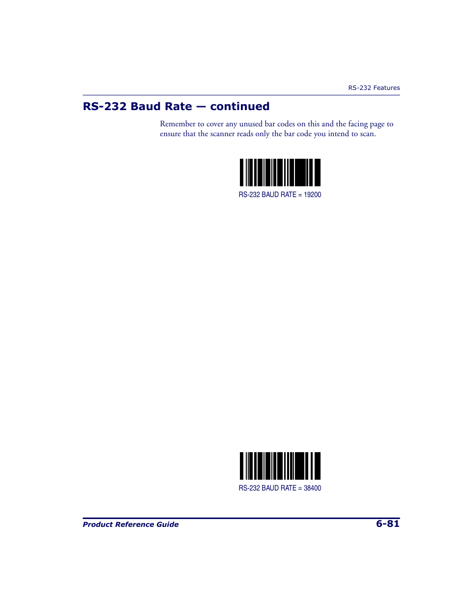 Rs-232 baud rate — continued | Datalogic Scanning 9500 User Manual | Page 197 / 460
