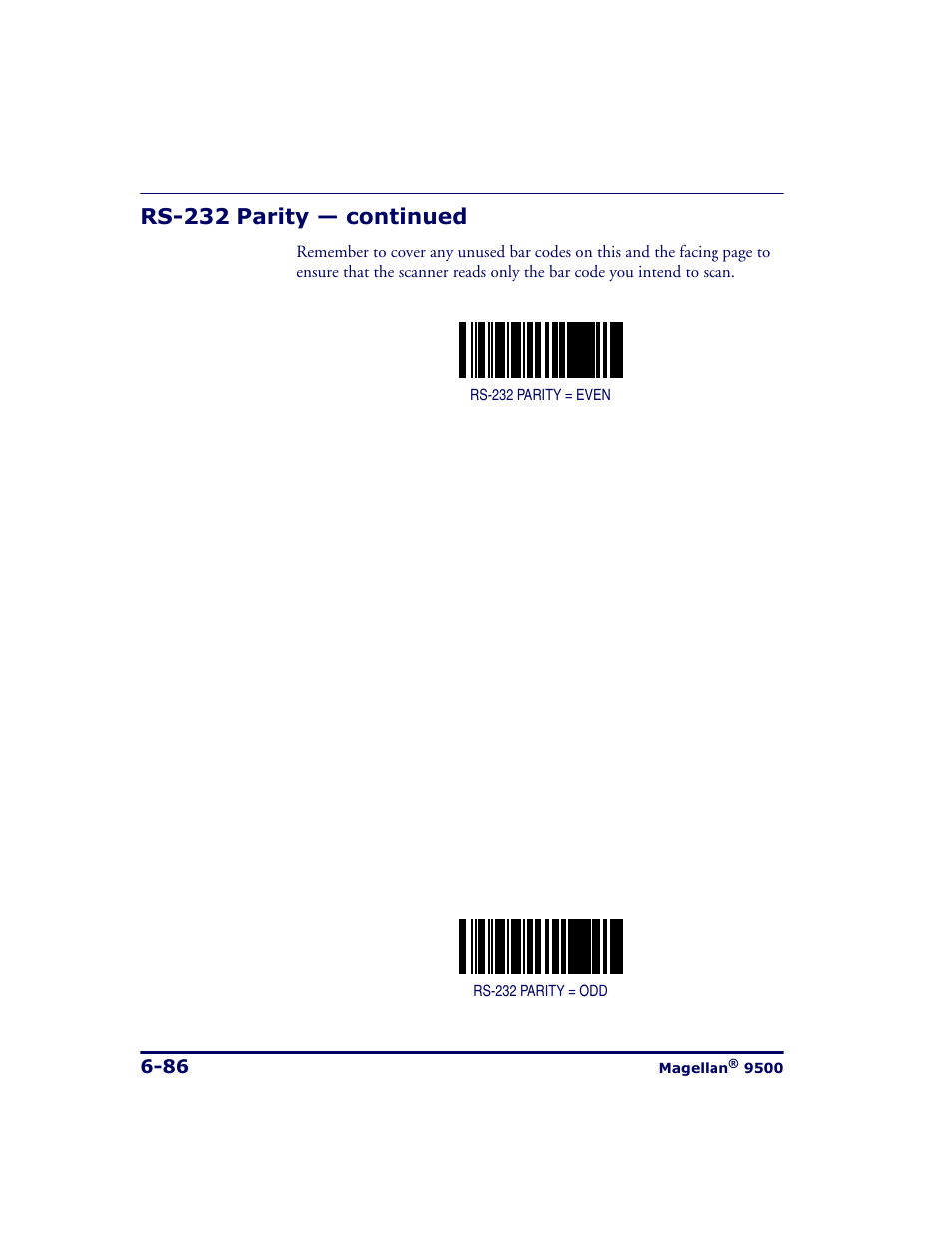 Rs-232 parity — continued | Datalogic Scanning 9500 User Manual | Page 202 / 460