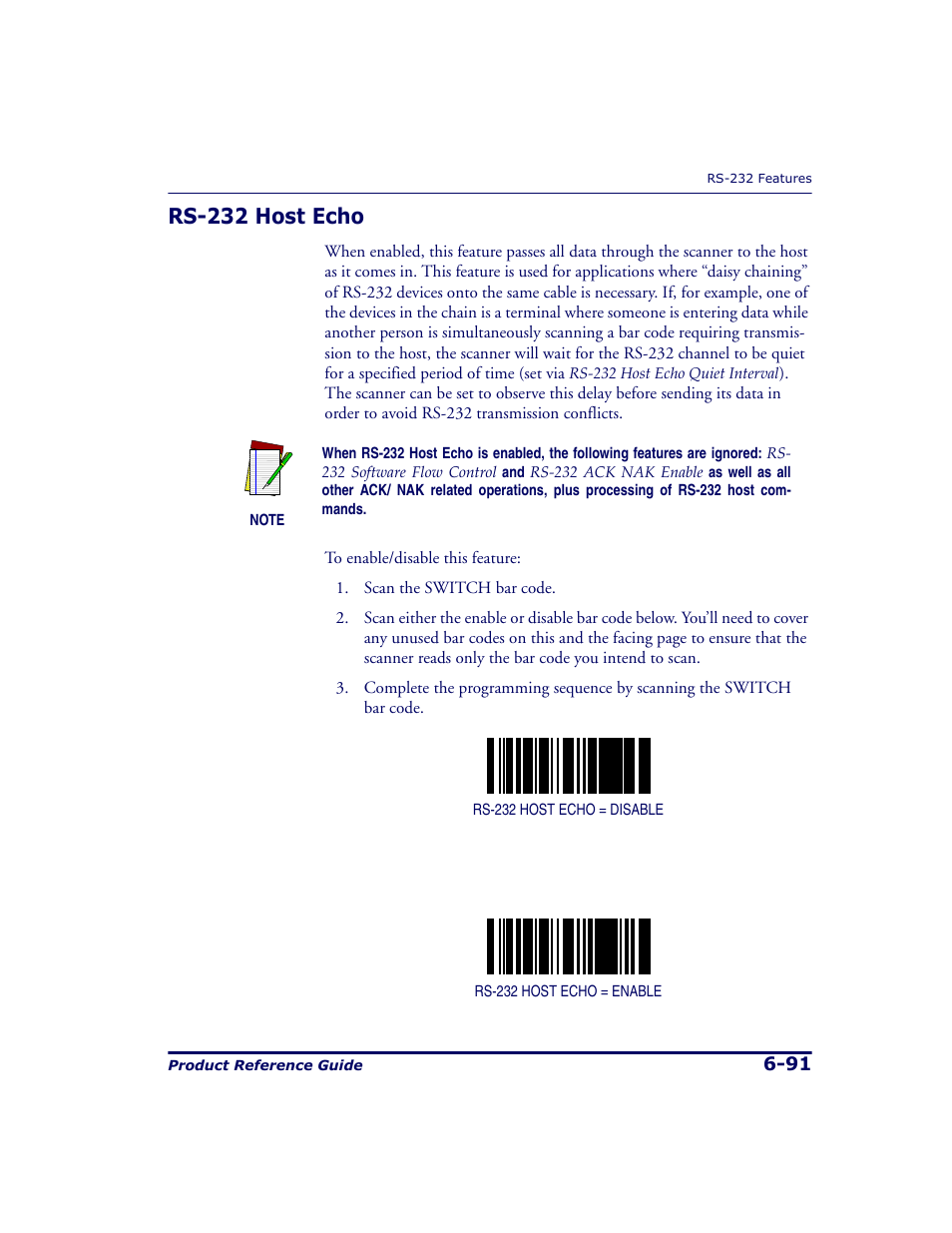 Rs-232 host echo, Rs-232 host echo -91 | Datalogic Scanning 9500 User Manual | Page 207 / 460