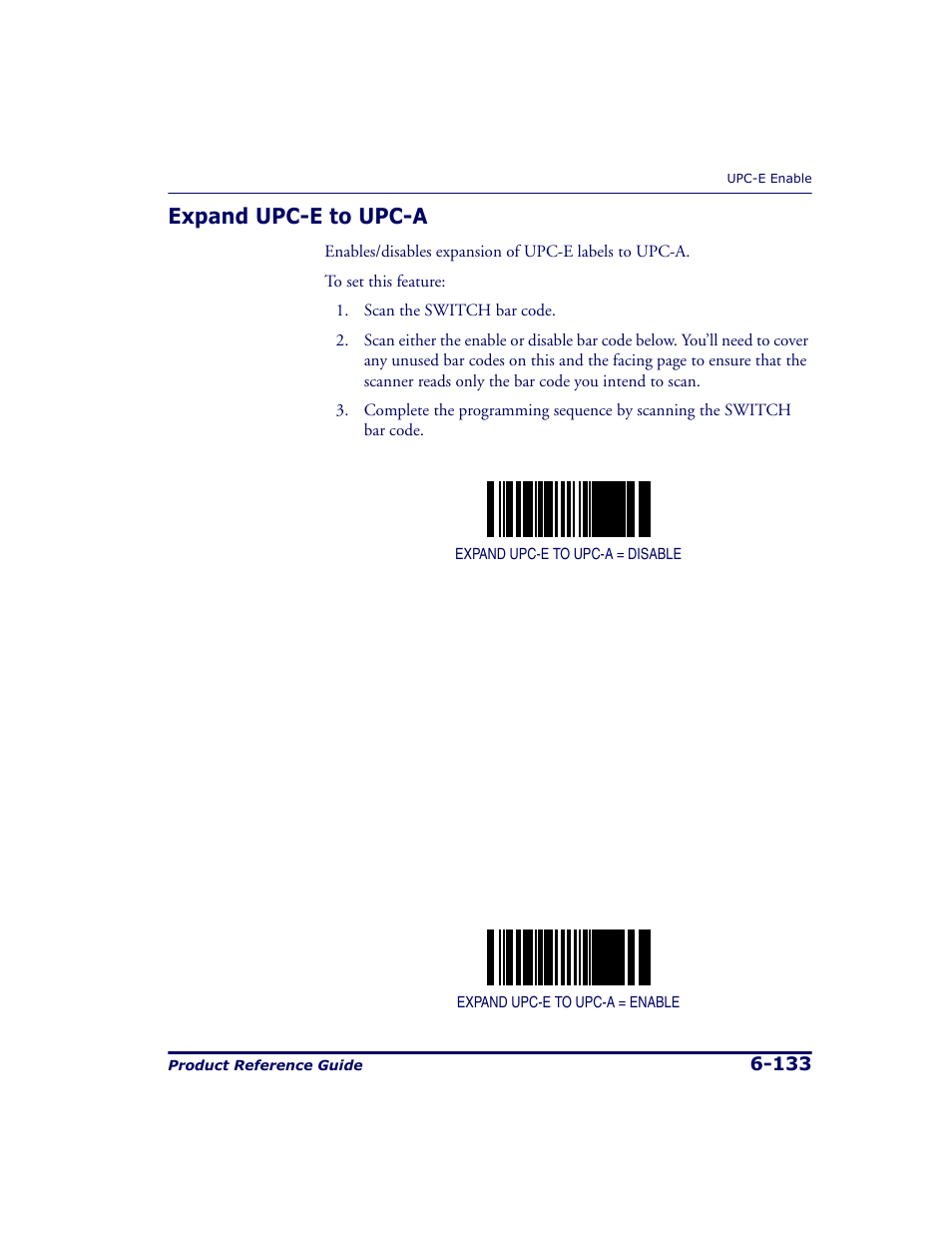 Expand upc-e to upc-a, Expand upc-e to upc-a -133 | Datalogic Scanning 9500 User Manual | Page 249 / 460