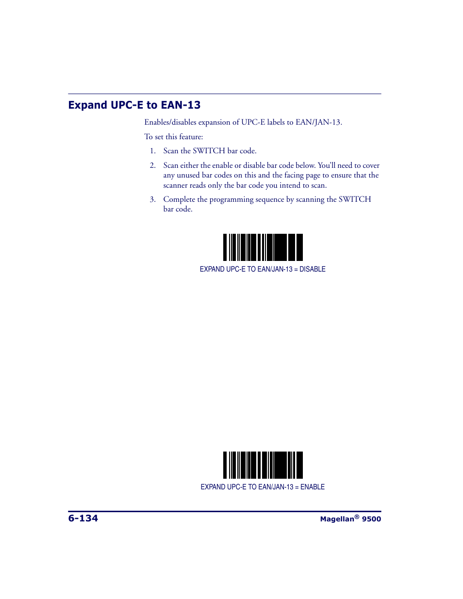 Expand upc-e to ean-13, Expand upc-e to ean-13 -134 | Datalogic Scanning 9500 User Manual | Page 250 / 460
