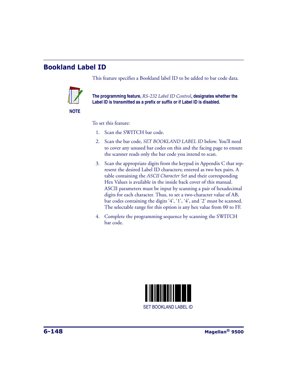 Bookland label id, Bookland label id -148 | Datalogic Scanning 9500 User Manual | Page 264 / 460