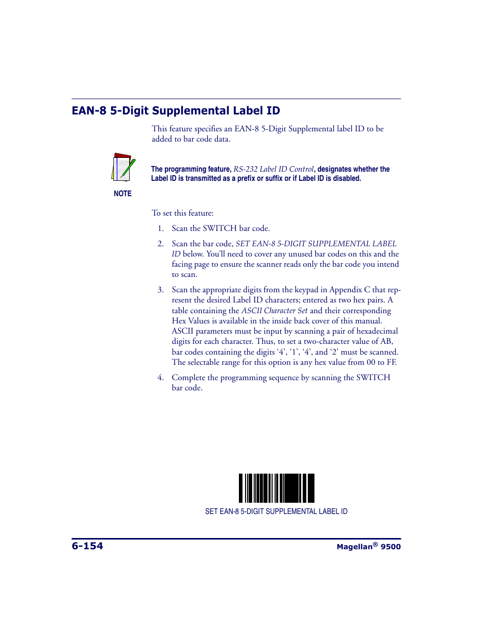 Ean-8 5-digit supplemental label id, Ean-8 5-digit supplemental label id -154 | Datalogic Scanning 9500 User Manual | Page 270 / 460
