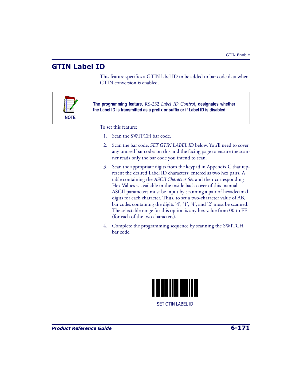 Gtin label id, Gtin label id -171 | Datalogic Scanning 9500 User Manual | Page 287 / 460