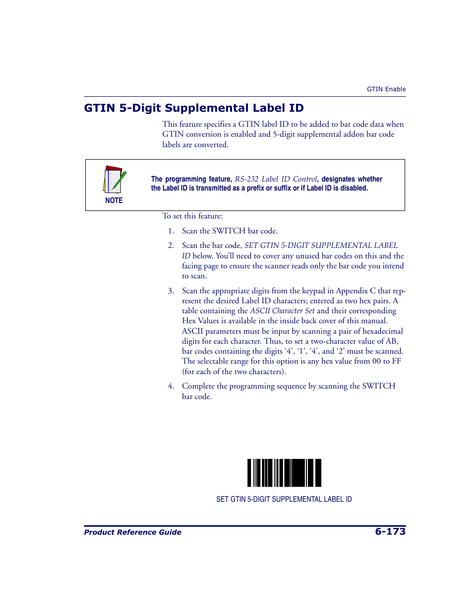 Gtin 5-digit supplemental label id, Gtin 5-digit supplemental label id -173 | Datalogic Scanning 9500 User Manual | Page 289 / 460