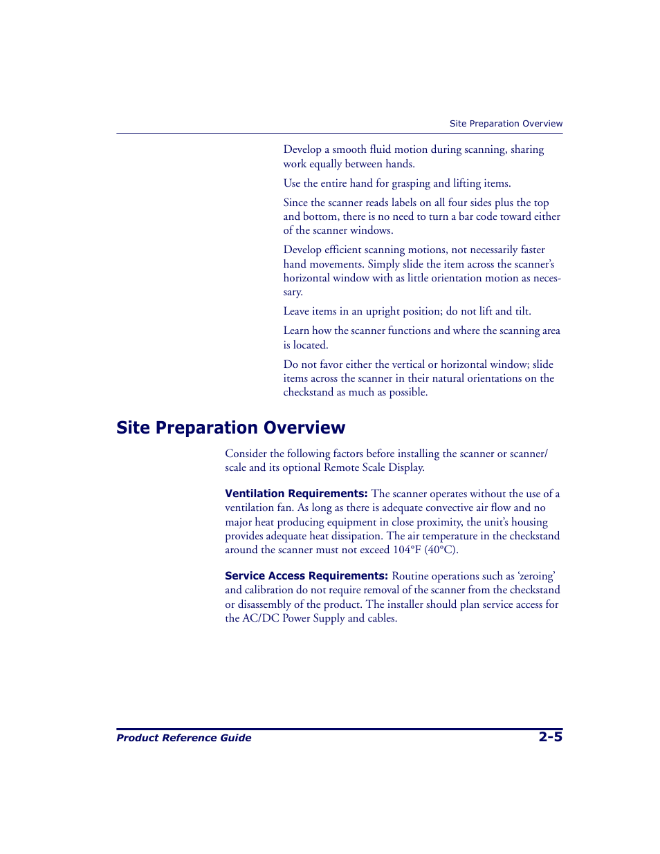 Site preparation overview, Site preparation overview -5 | Datalogic Scanning 9500 User Manual | Page 33 / 460