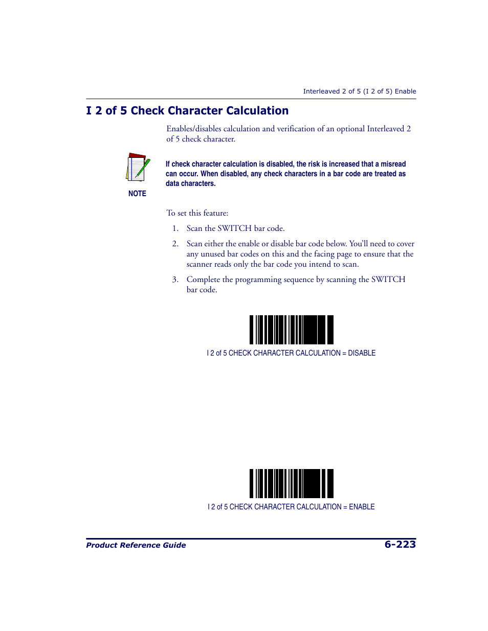 I 2 of 5 check character calculation, I 2 of 5 check character calculation -223 | Datalogic Scanning 9500 User Manual | Page 339 / 460