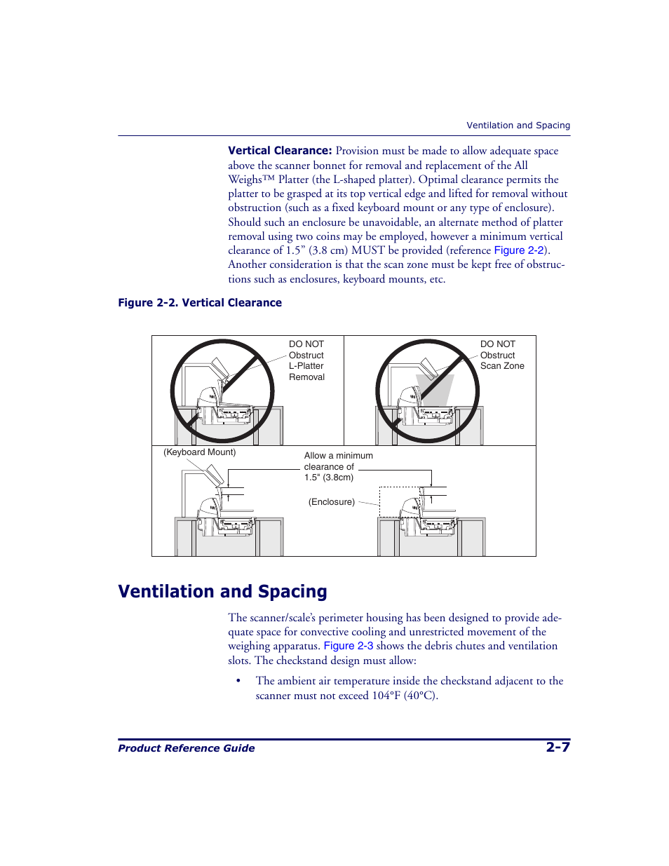 Ventilation and spacing, Ventilation and spacing -7 | Datalogic Scanning 9500 User Manual | Page 35 / 460
