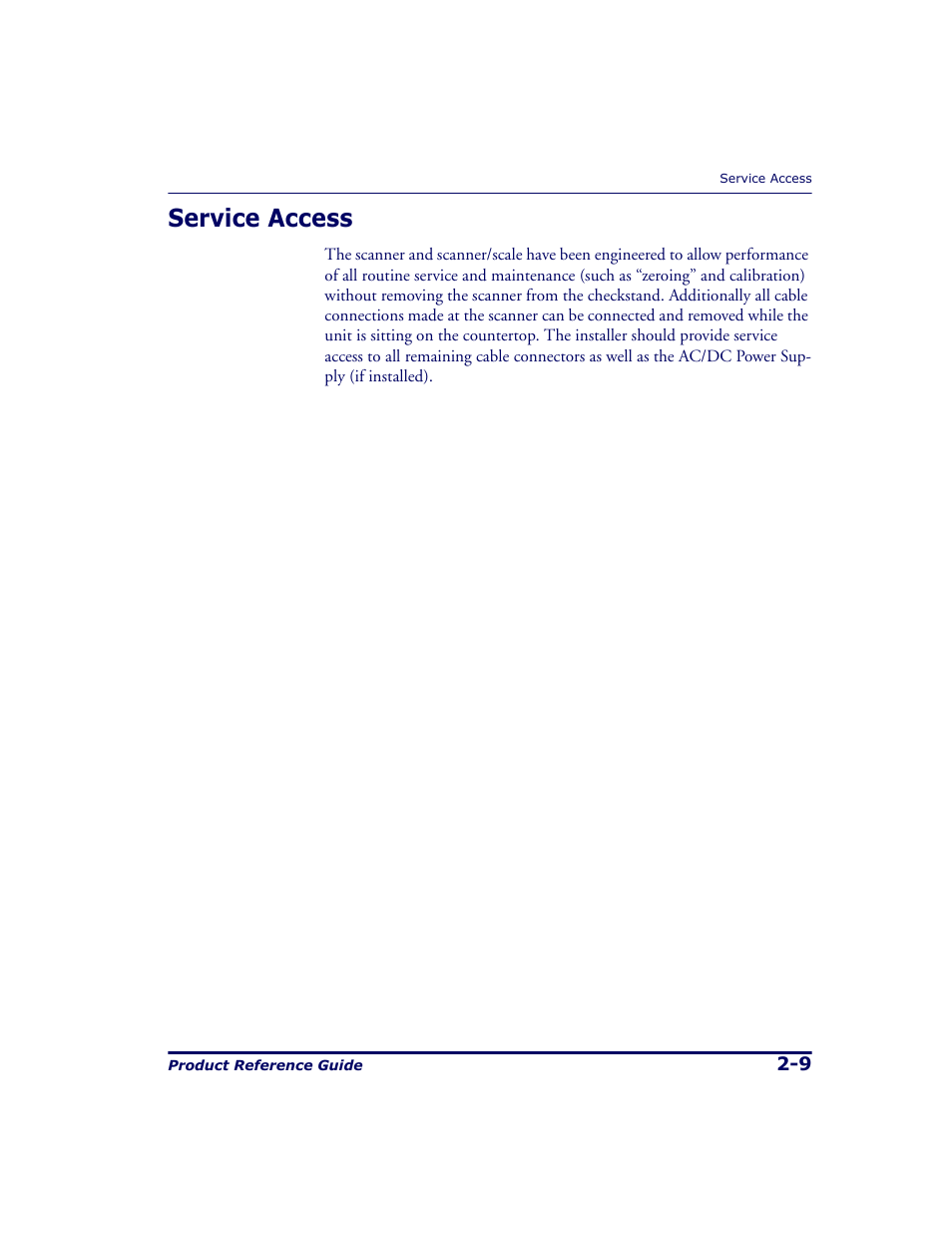 Service access, Service access -9 | Datalogic Scanning 9500 User Manual | Page 37 / 460