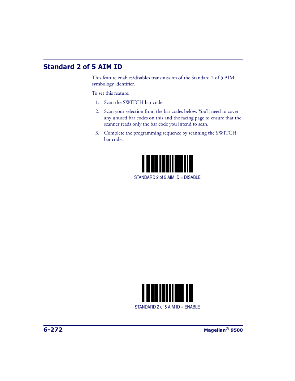 Standard 2 of 5 aim id, Standard 2 of 5 aim id -272 | Datalogic Scanning 9500 User Manual | Page 388 / 460
