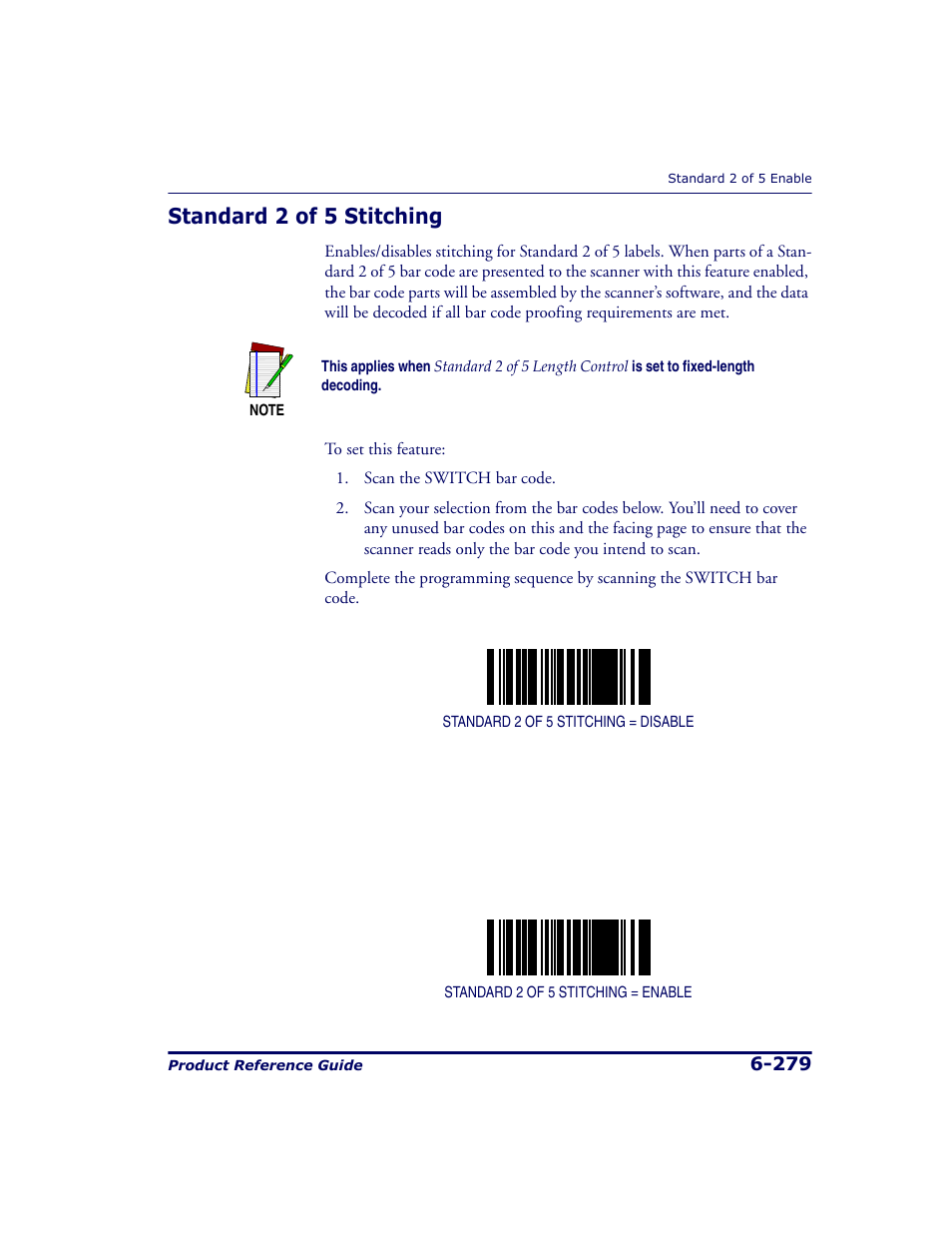 Standard 2 of 5 stitching, Standard 2 of 5 stitching -279 | Datalogic Scanning 9500 User Manual | Page 395 / 460