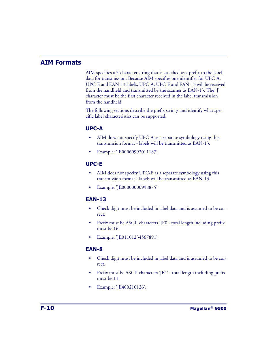 Aim formats | Datalogic Scanning 9500 User Manual | Page 452 / 460