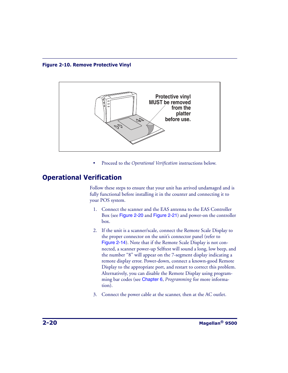 Operational verification, Operational verification -20, Wn in | Figure 2-10, This vin | Datalogic Scanning 9500 User Manual | Page 48 / 460