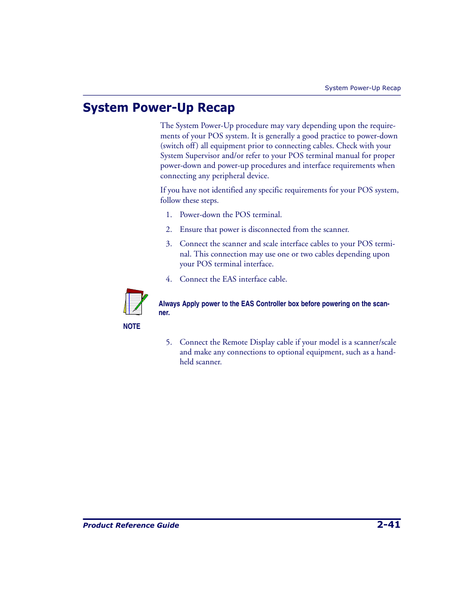 System power-up recap, System power-up recap -41 | Datalogic Scanning 9500 User Manual | Page 69 / 460