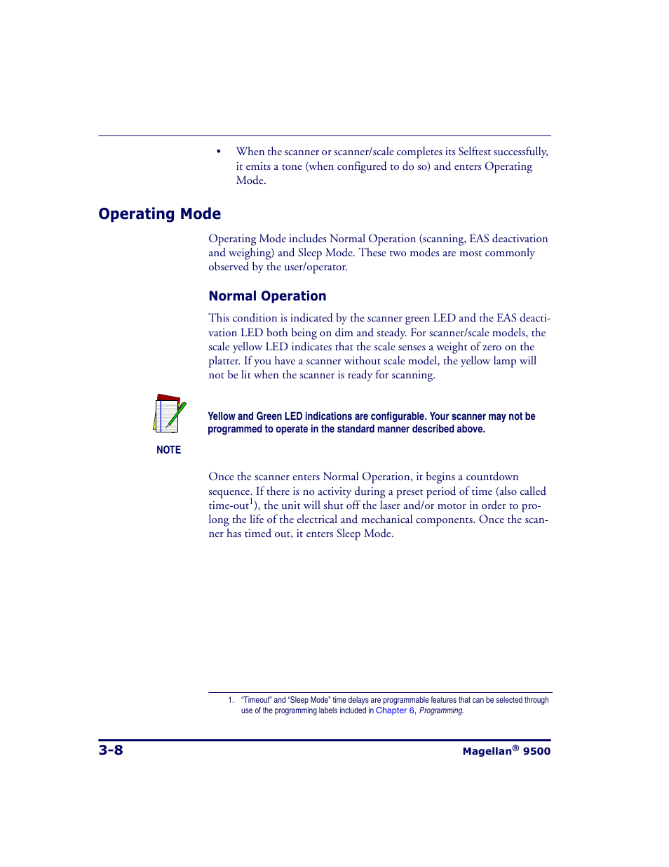 Operating mode, Operating mode -8 | Datalogic Scanning 9500 User Manual | Page 78 / 460