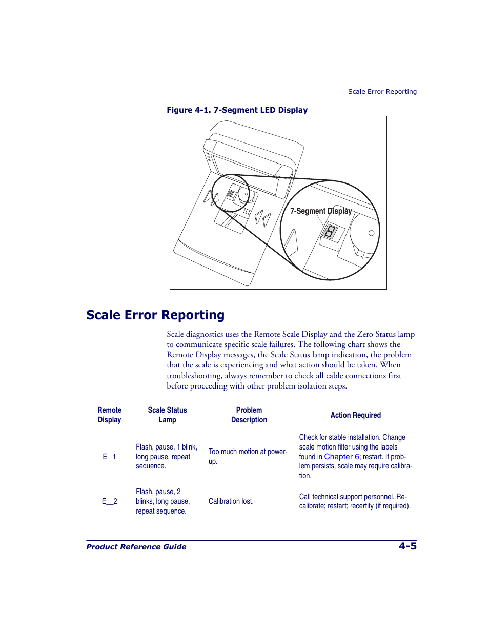 Scale error reporting, Scale error reporting -5, Scale error reporting, if vibration is sus | Figure 4-1, Y (see, Scale error reporting in this chapter f | Datalogic Scanning 9500 User Manual | Page 91 / 460