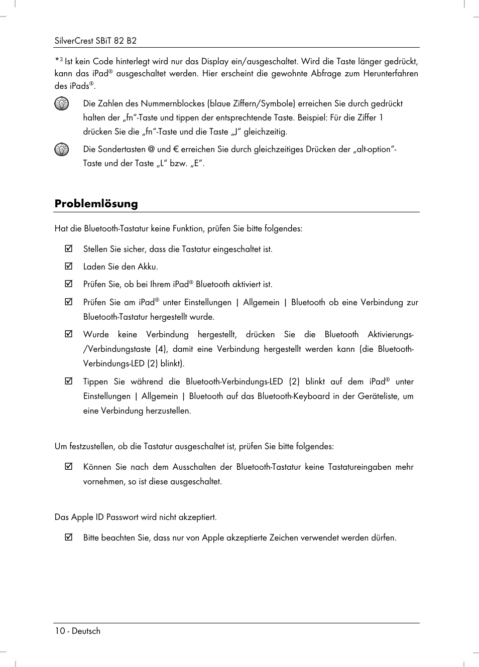 Problemlösung | Silvercrest SBiT 82 B2 User Manual | Page 12 / 60