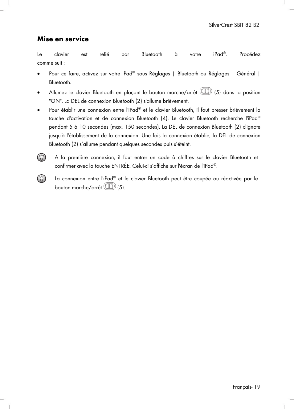 Mise en service | Silvercrest SBiT 82 B2 User Manual | Page 21 / 60