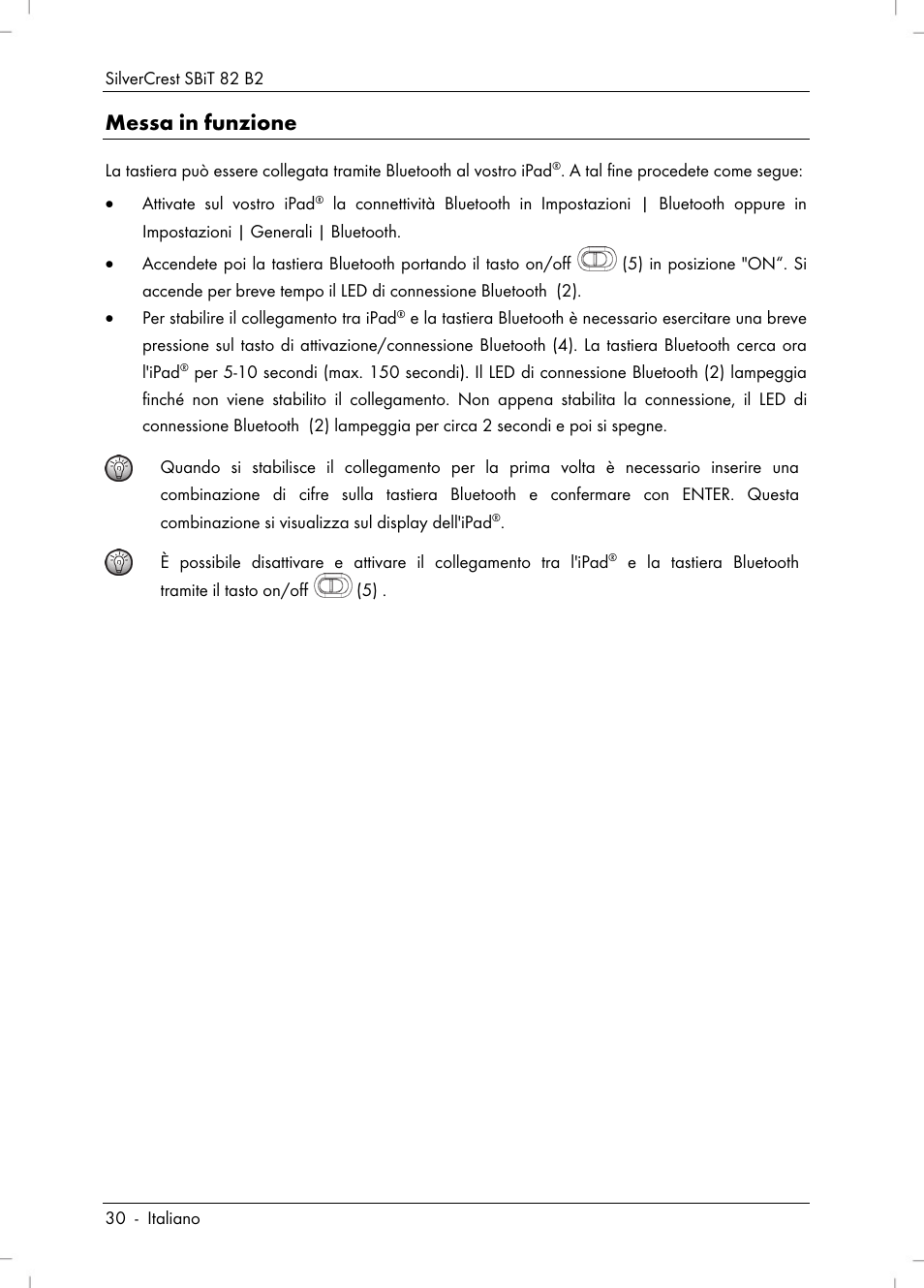 Messa in funzione | Silvercrest SBiT 82 B2 User Manual | Page 32 / 60