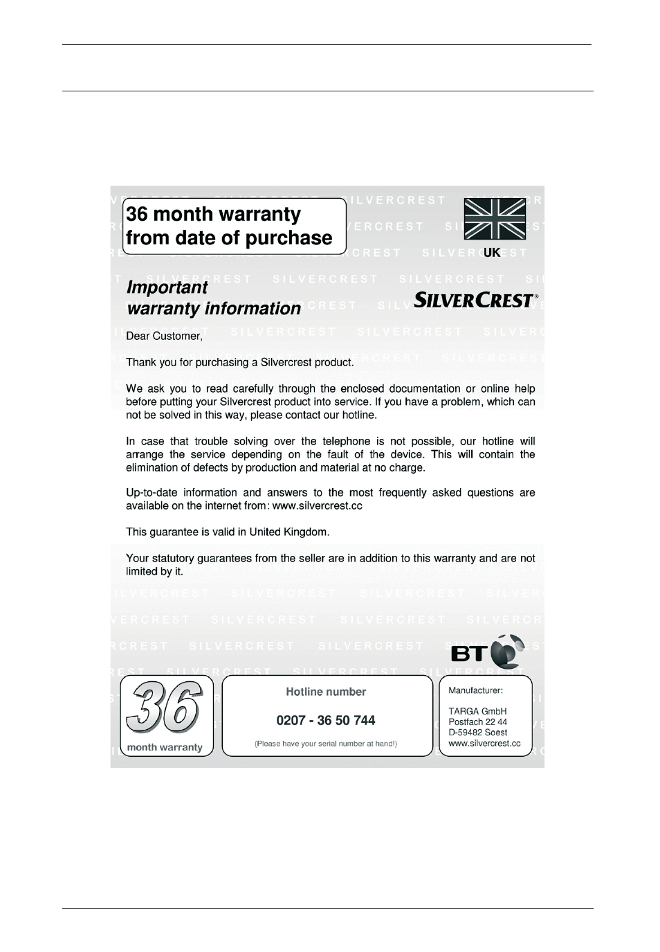 Warranty information | Silvercrest SSR 1080 A1 User Manual | Page 50 / 53