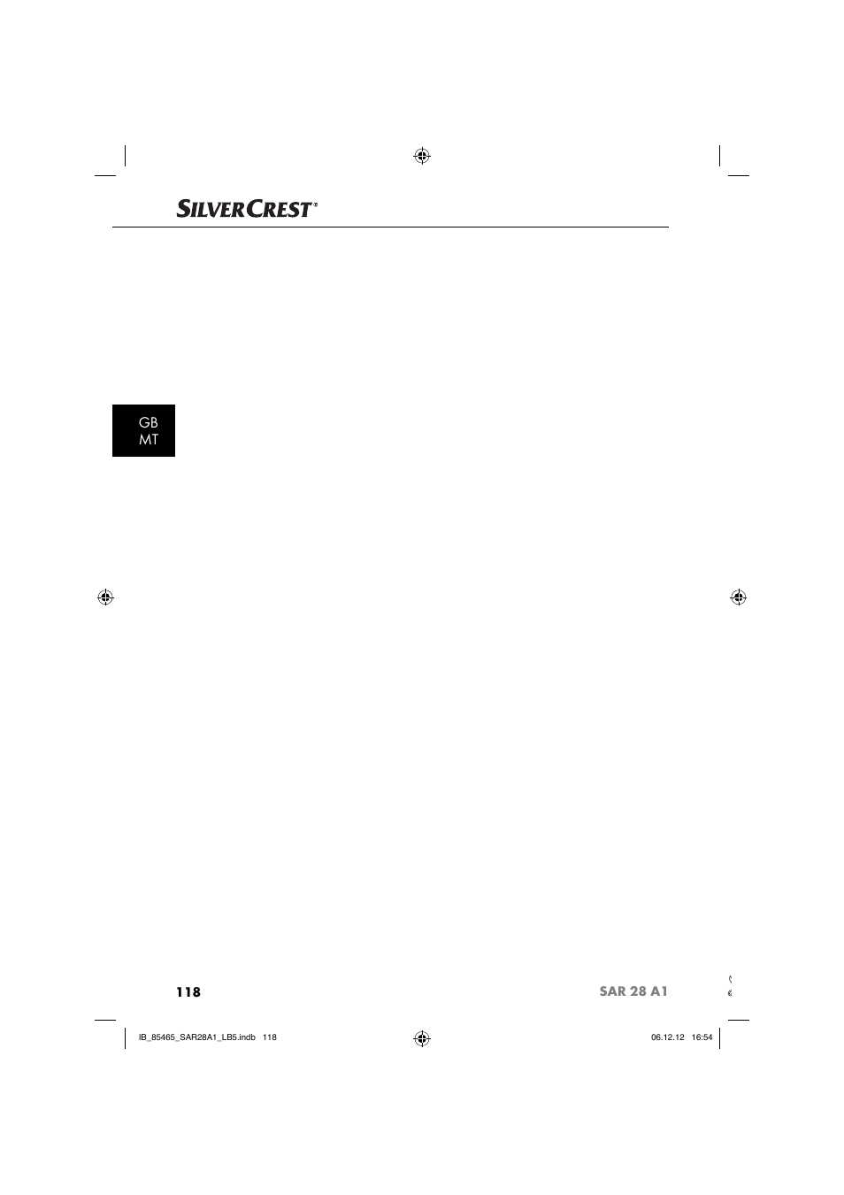 Gb mt | Silvercrest SAR 28 A1 User Manual | Page 122 / 155