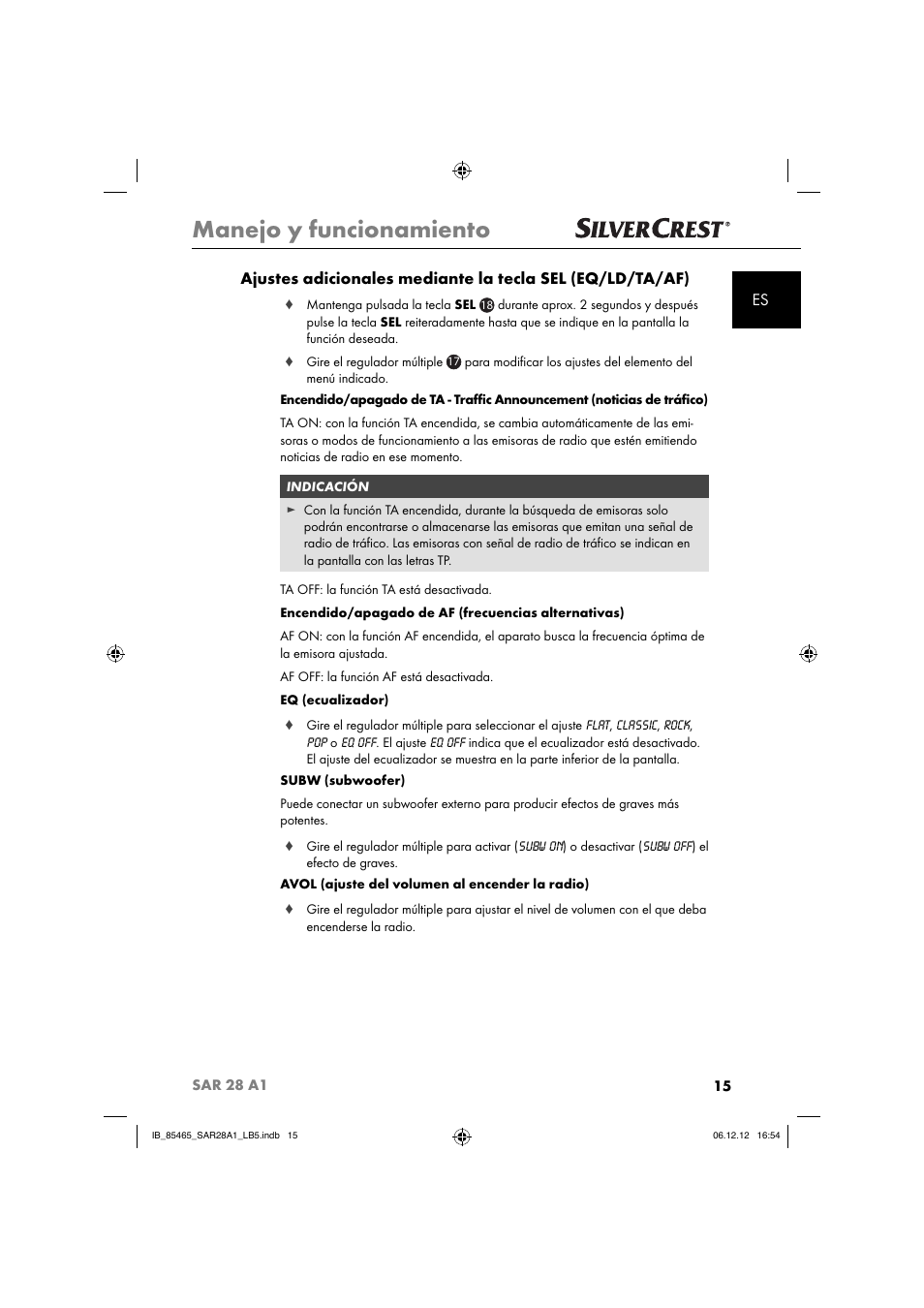 Manejo y funcionamiento | Silvercrest SAR 28 A1 User Manual | Page 19 / 155