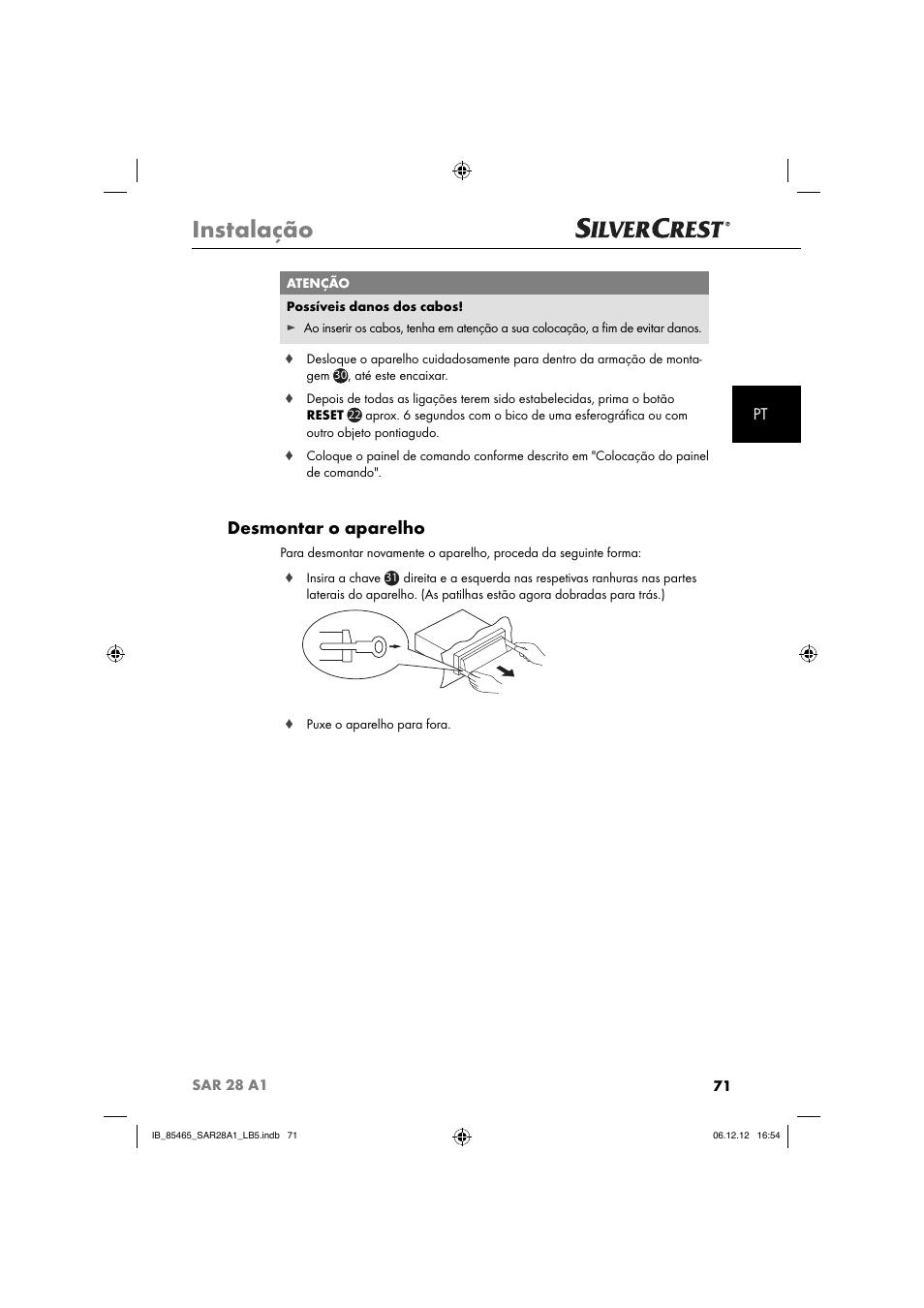 Instalação, Desmontar o aparelho | Silvercrest SAR 28 A1 User Manual | Page 75 / 155