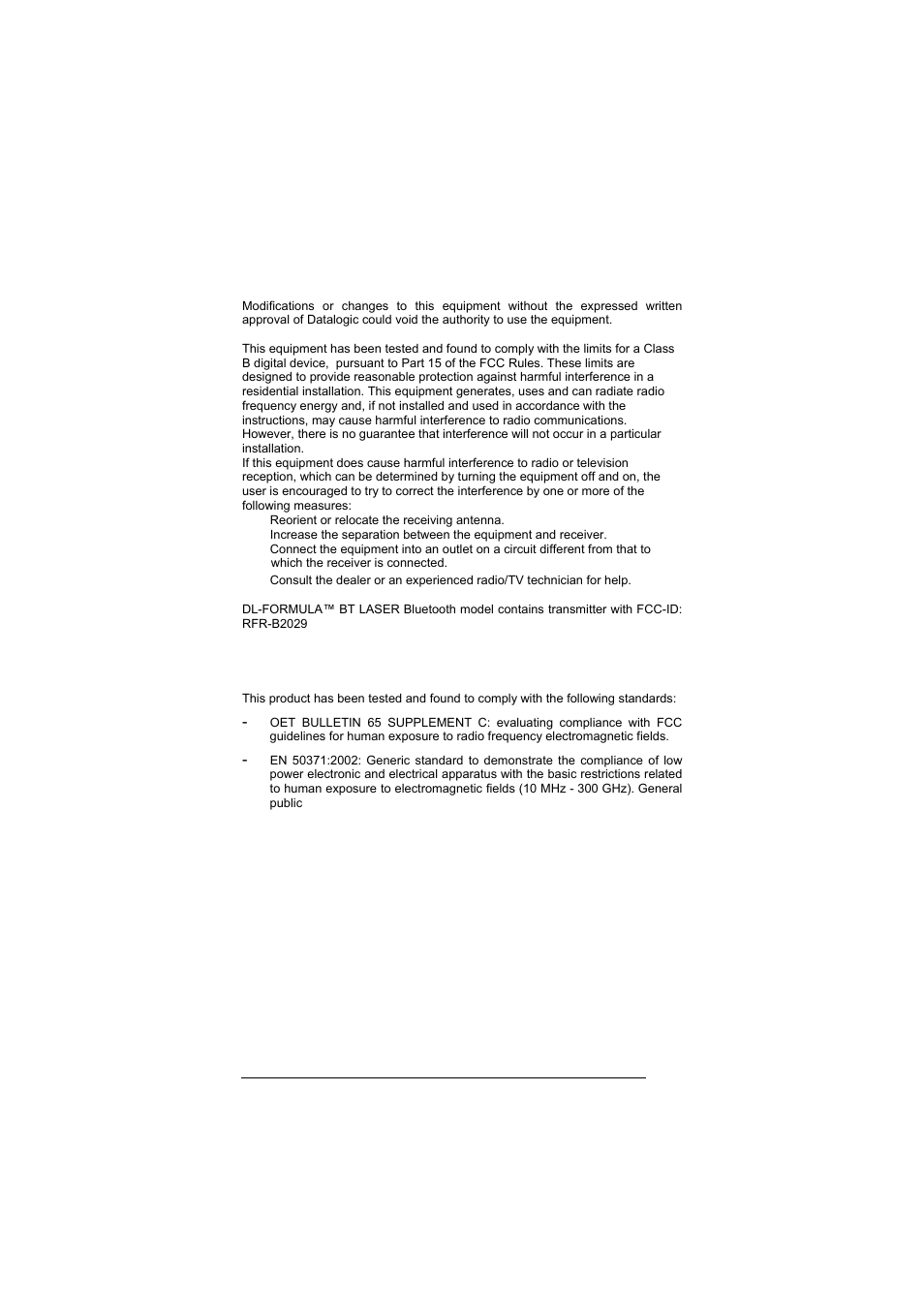 Fcc compliance, Sar compliance | Datalogic Scanning Formula User Manual | Page 13 / 72