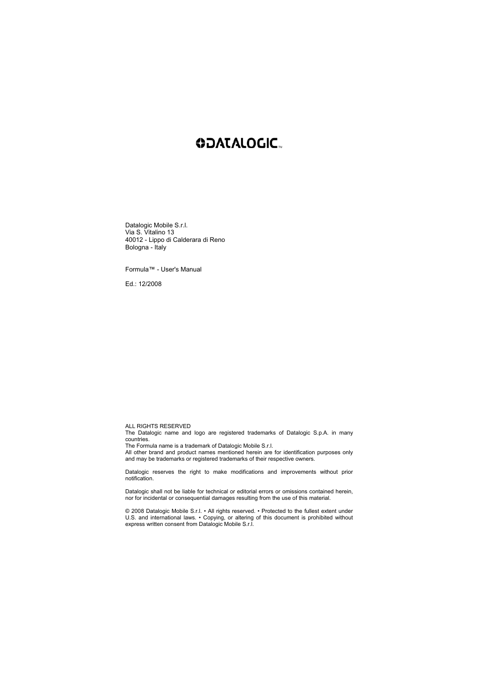 Datalogic Scanning Formula User Manual | Page 2 / 72