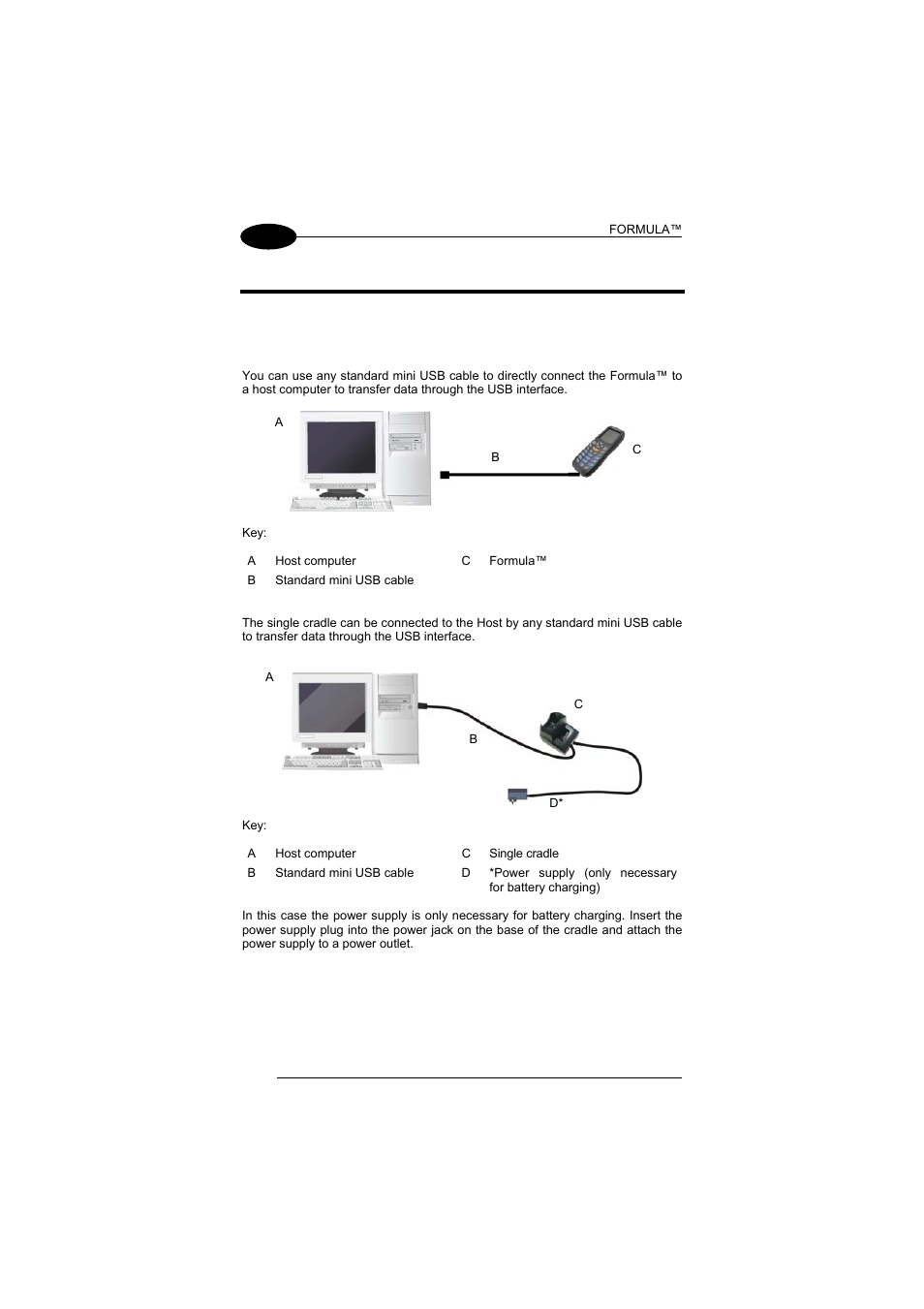 Connections, Usb connection, 2 connections | 1 usb connection | Datalogic Scanning Formula User Manual | Page 26 / 72