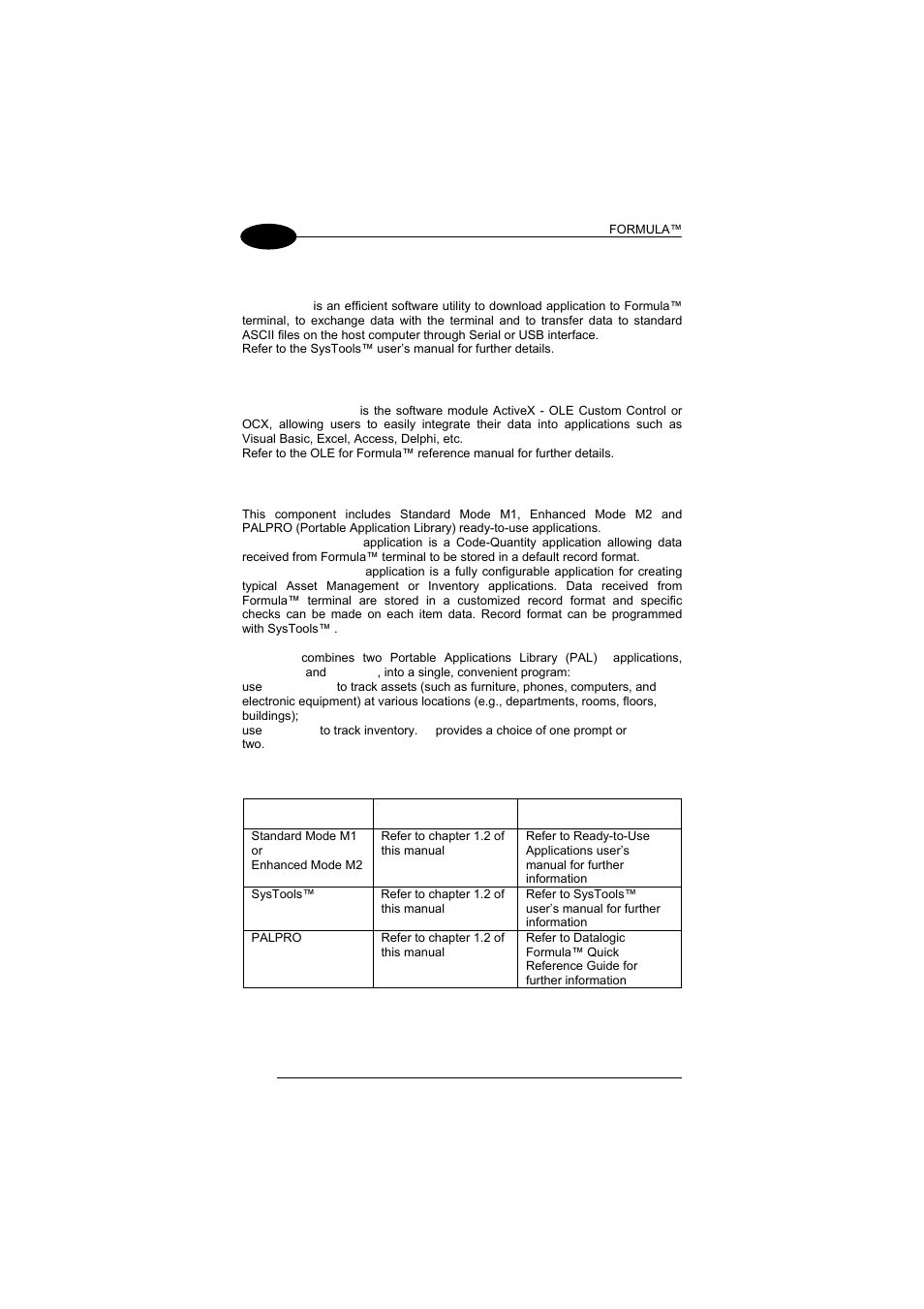 Systools™ component overview, Ole for formula™ component overview, Ready-to-use applications component overview | Datalogic Scanning Formula User Manual | Page 38 / 72