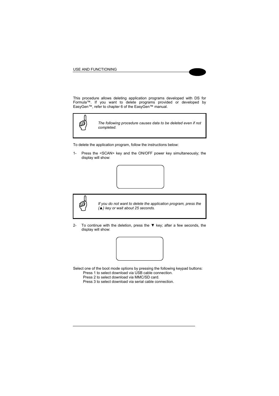 Deleting and loading the application program, 3 deleting and loading the application program | Datalogic Scanning Formula User Manual | Page 43 / 72