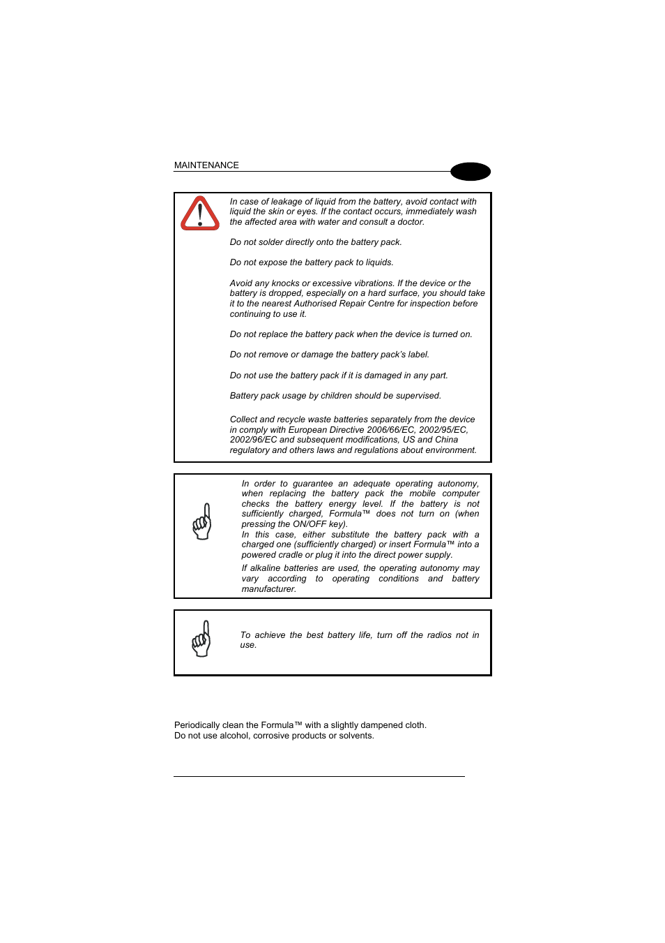 Cleaning the mobile computer, 4 cleaning the mobile computer | Datalogic Scanning Formula User Manual | Page 57 / 72