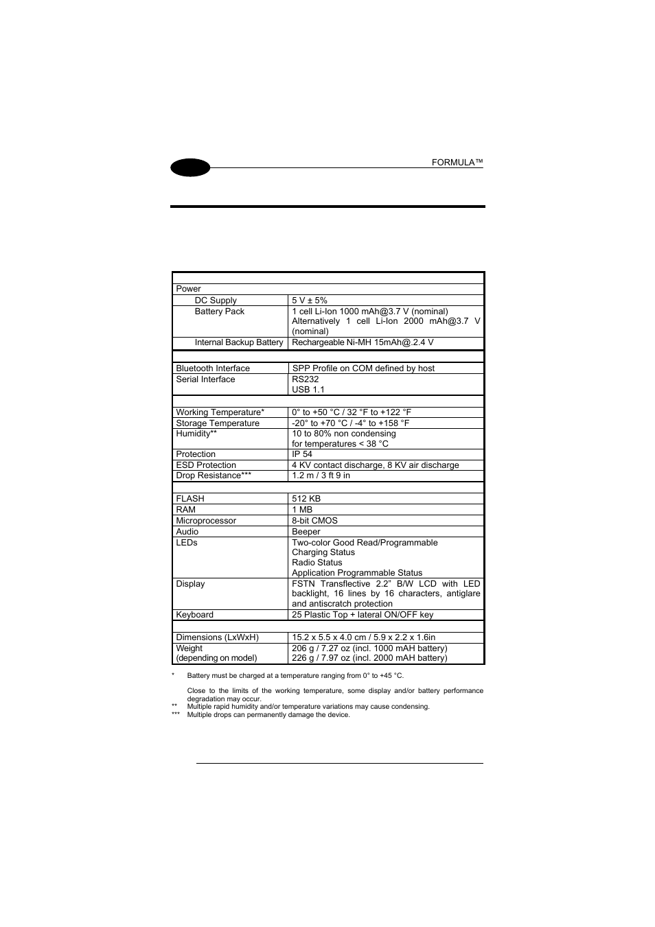 Technical features, Technical data, 6 technical features | 1 technical data | Datalogic Scanning Formula User Manual | Page 60 / 72