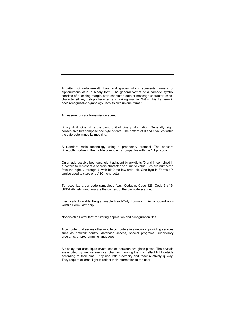 Glossary | Datalogic Scanning Formula User Manual | Page 66 / 72