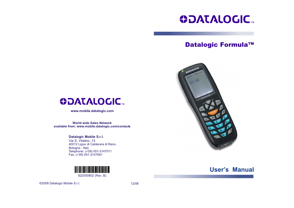 User’s manual datalogic formula | Datalogic Scanning Formula User Manual | Page 72 / 72