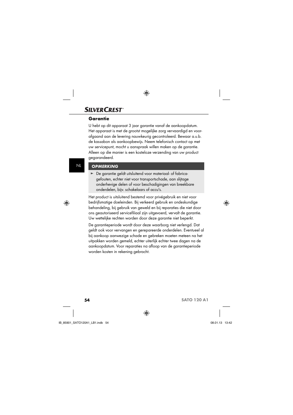 Garantie | Silvercrest SATO 120 A1 User Manual | Page 57 / 73