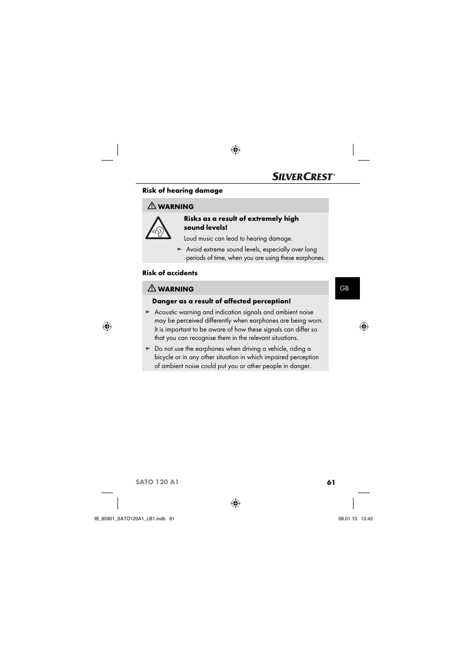 Silvercrest SATO 120 A1 User Manual | Page 64 / 73