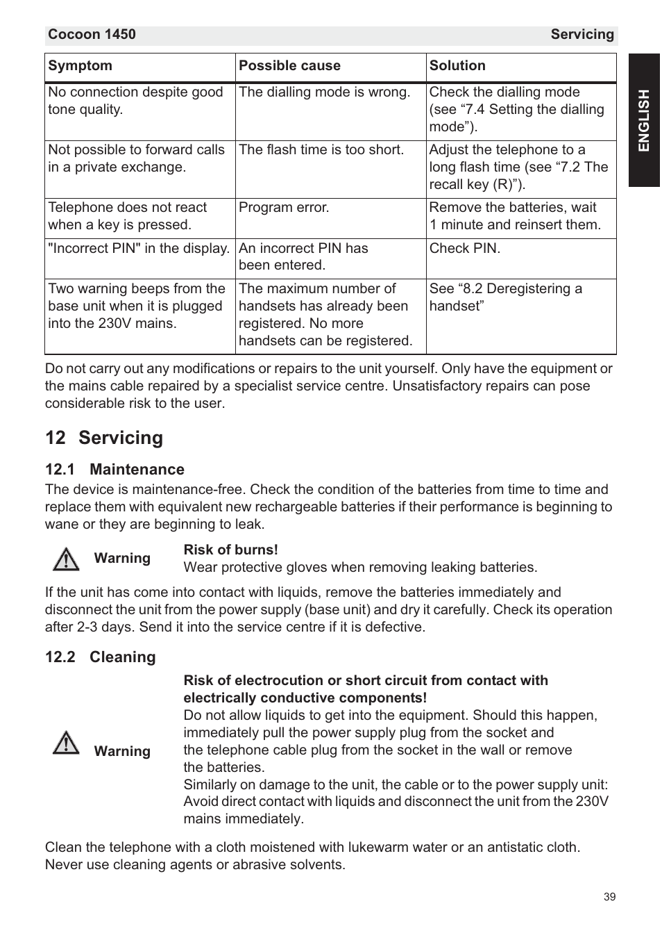 12 servicing | Silvercrest COCOON 1450 User Manual | Page 41 / 49
