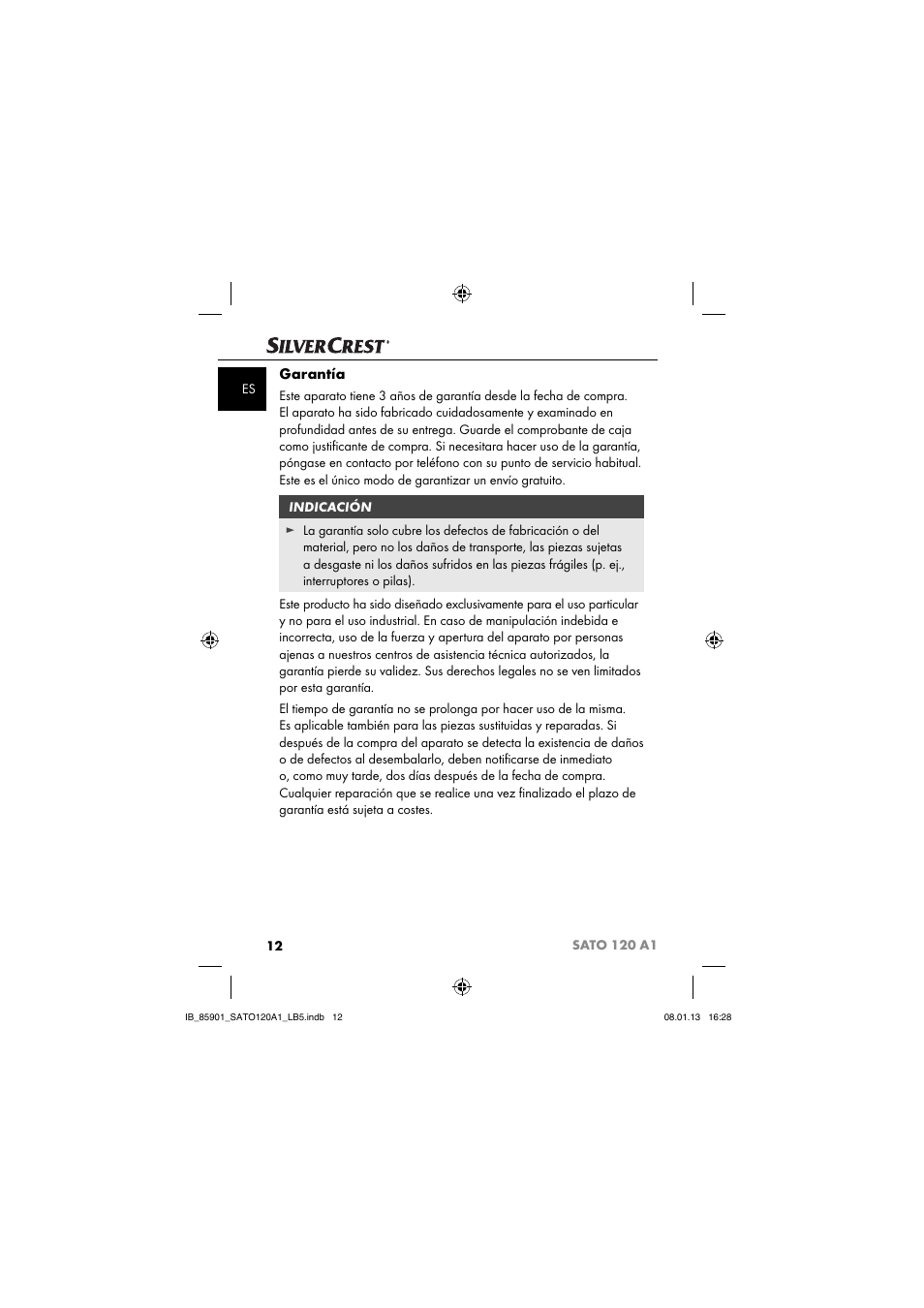 Garantía | Silvercrest SATO 120 A1 User Manual | Page 15 / 45