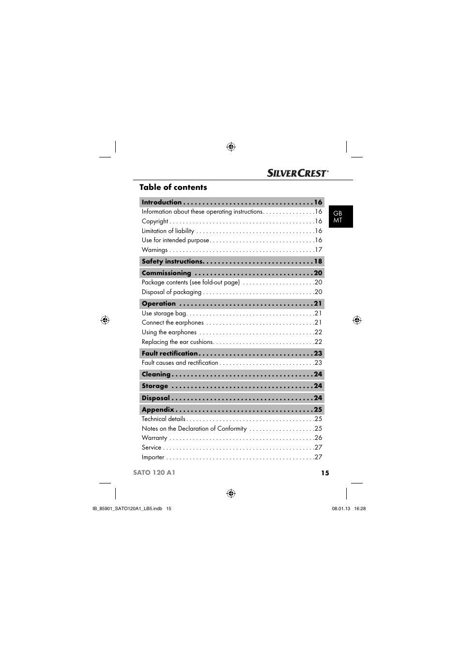 Silvercrest SATO 120 A1 User Manual | Page 18 / 45