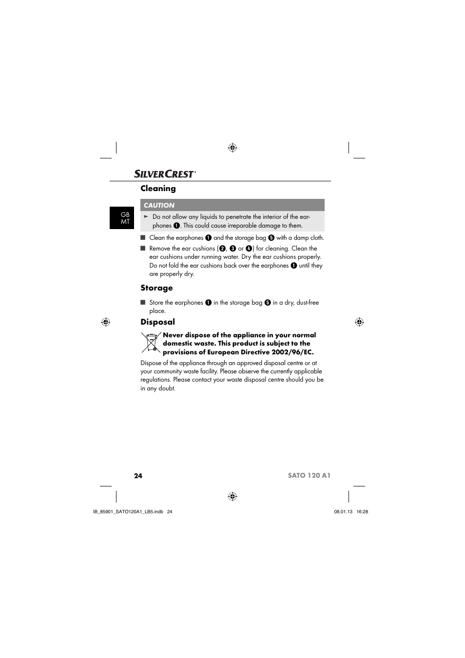 Cleaning, Storage, Disposal | Silvercrest SATO 120 A1 User Manual | Page 27 / 45
