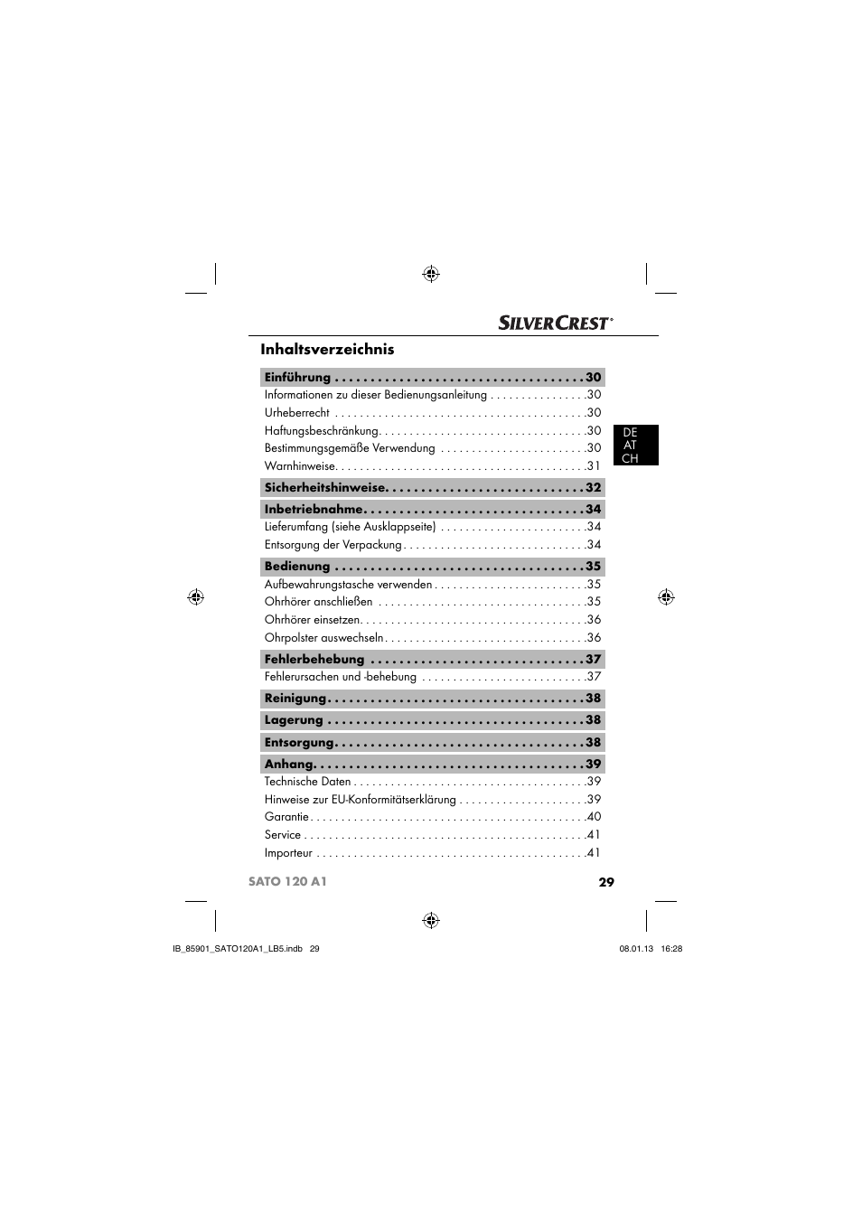 Silvercrest SATO 120 A1 User Manual | Page 32 / 45
