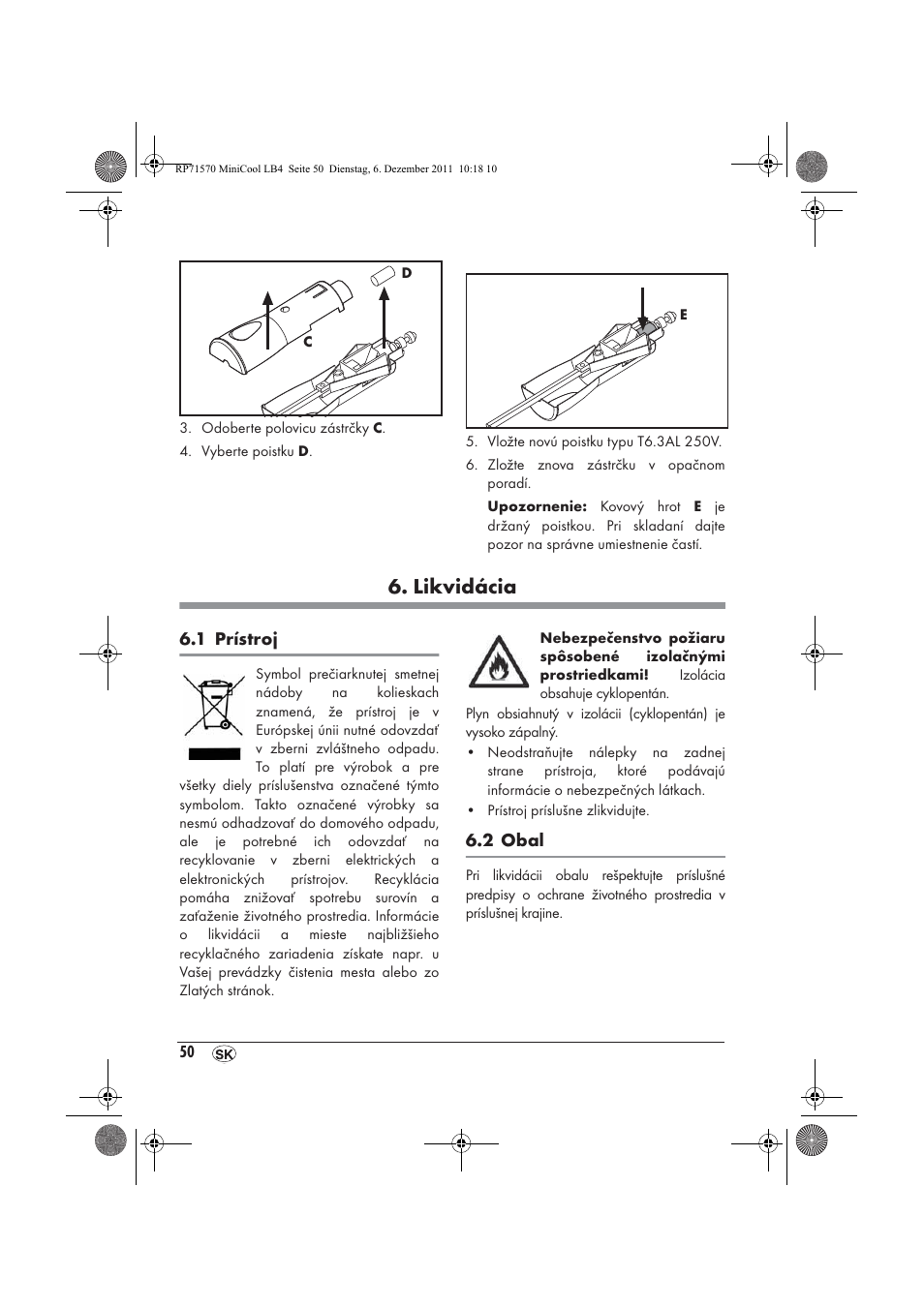 Likvidácia | Silvercrest SMK 15 A1 User Manual | Page 52 / 62