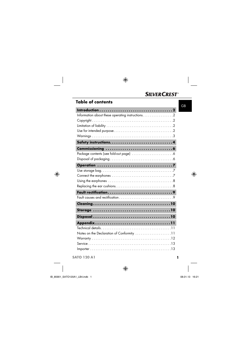 Silvercrest SATO 120 A1 User Manual | Page 4 / 59