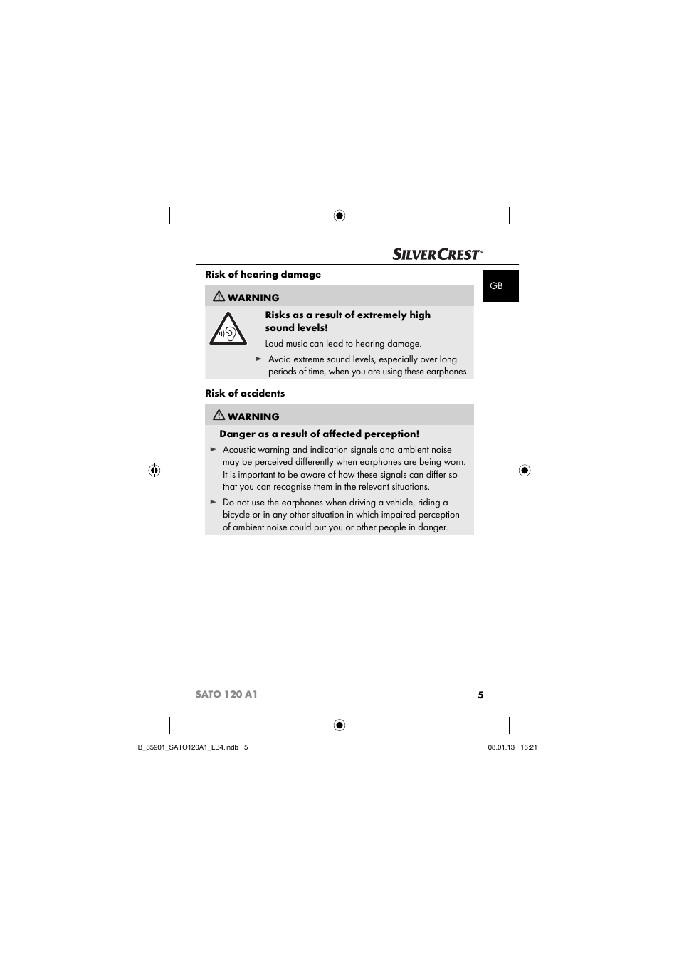 Silvercrest SATO 120 A1 User Manual | Page 8 / 59