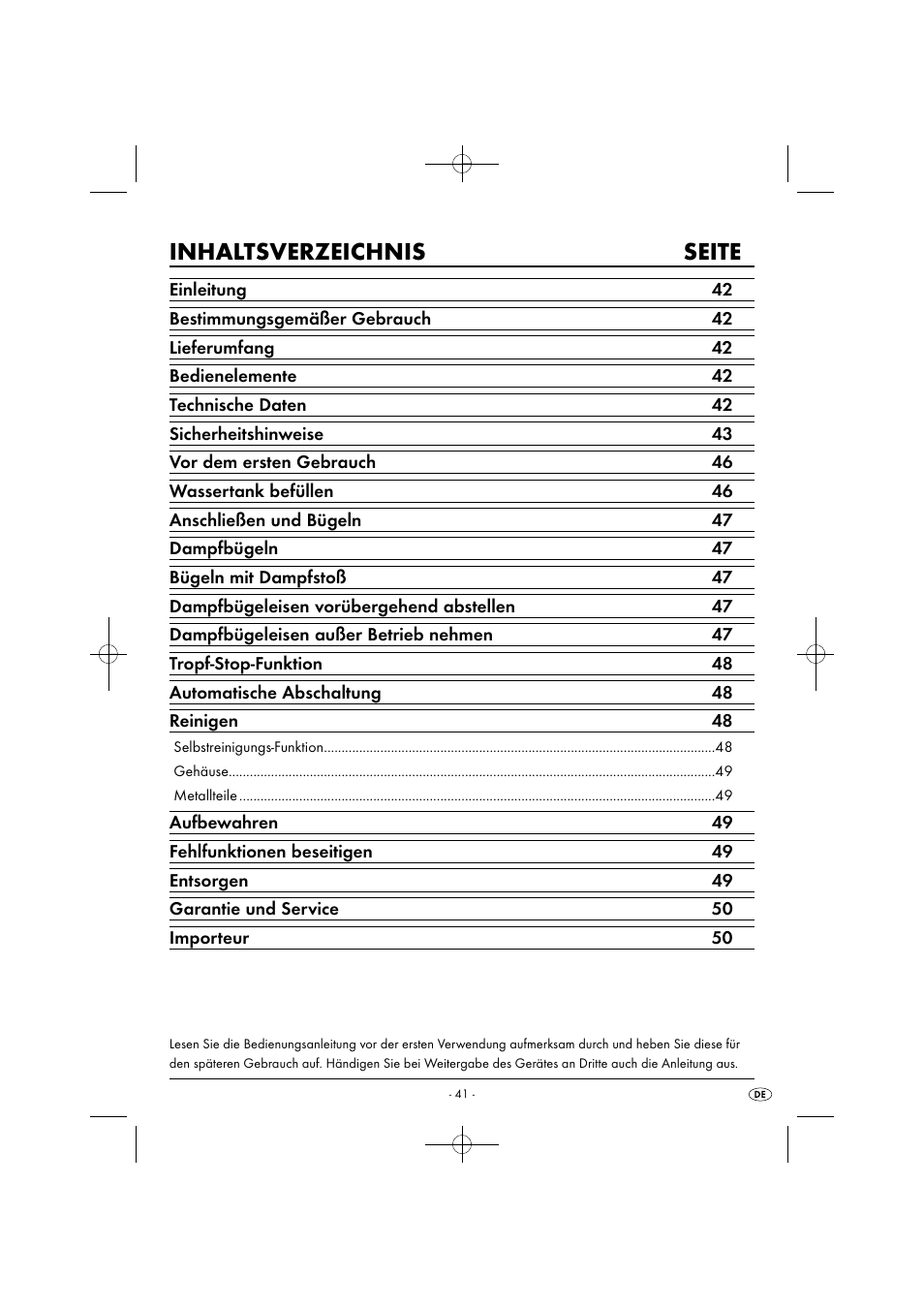 Inhaltsverzeichnis seite | Silvercrest SDB 2200 C1 User Manual | Page 44 / 54
