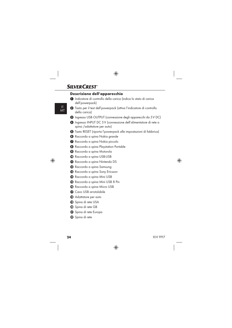 Descrizione dell’apparecchio | Silvercrest KH 997 User Manual | Page 26 / 74