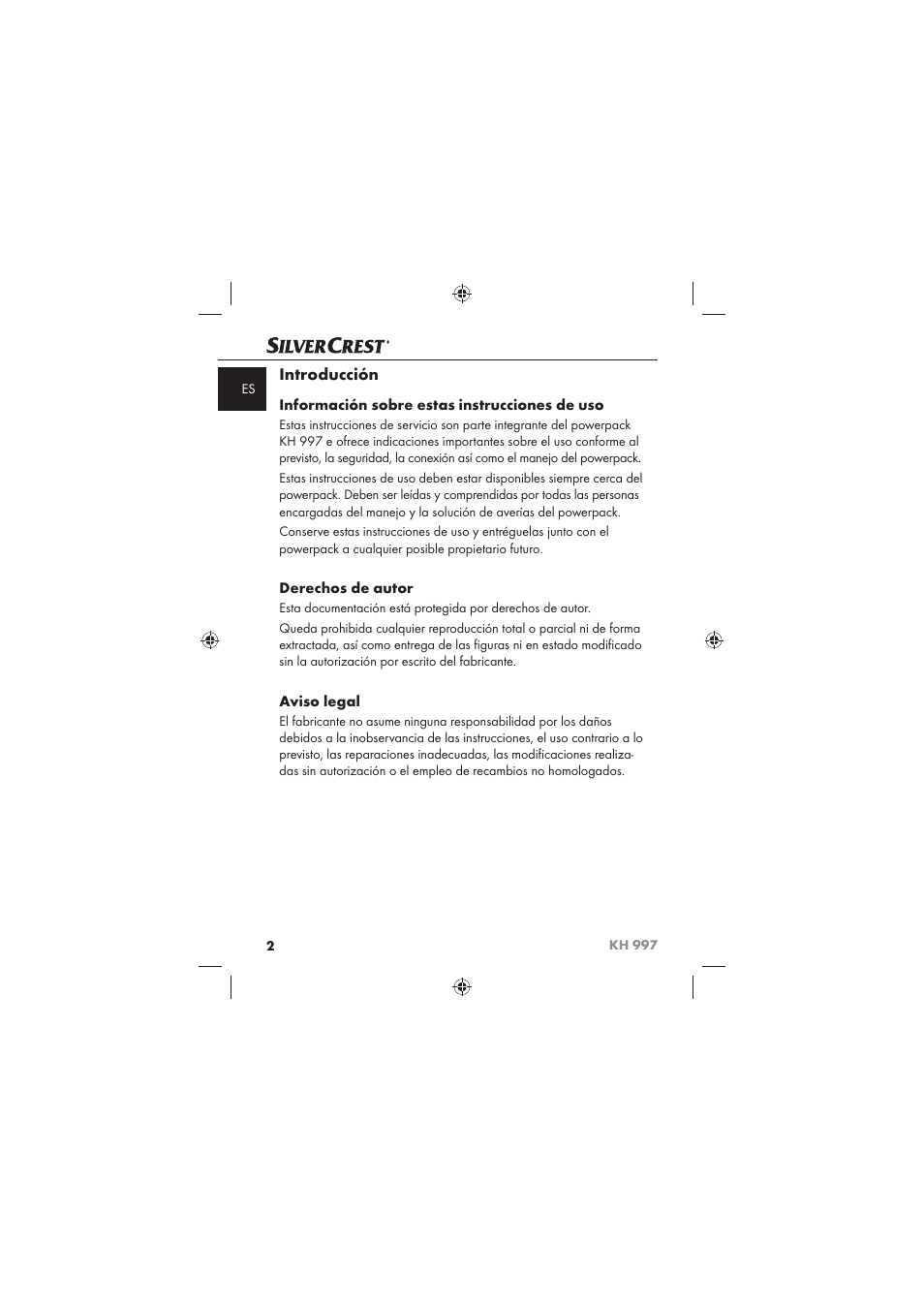 Introducción, Información sobre estas instrucciones de uso, Derechos de autor | Aviso legal | Silvercrest KH 997 User Manual | Page 4 / 74